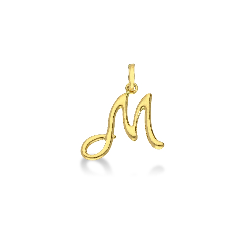 Letter M pendant in 18k yellow gold