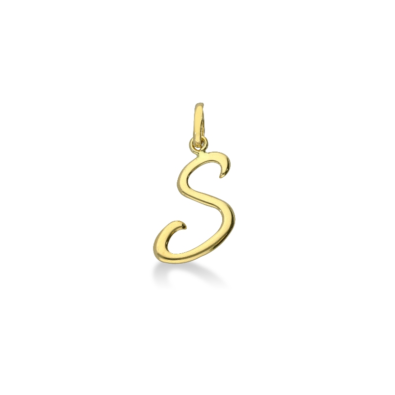 Letter S pendant in 18k yellow gold