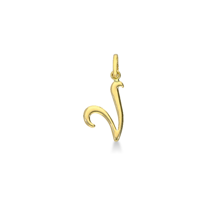 Letter V pendant in 18k yellow gold