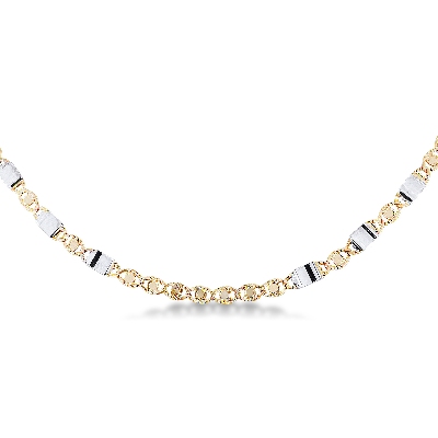 Collana in oro giallo e oro bianco 18k, lunghezza cm 50.