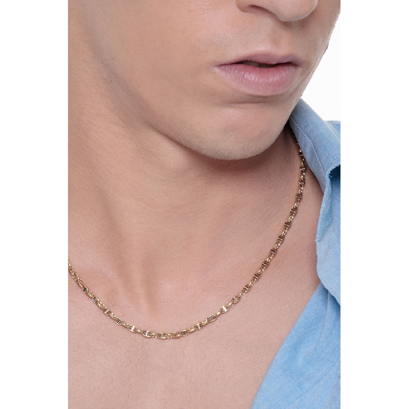 Collana in oro giallo e oro bianco 18k, lunghezza cm 50.