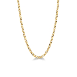 Collana in oro giallo e oro bianco 18k, lunghezza cm 50.