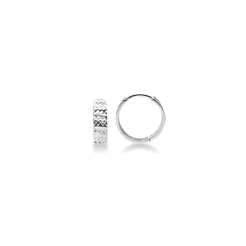 18k white gold small hoop earrings diamond cut 