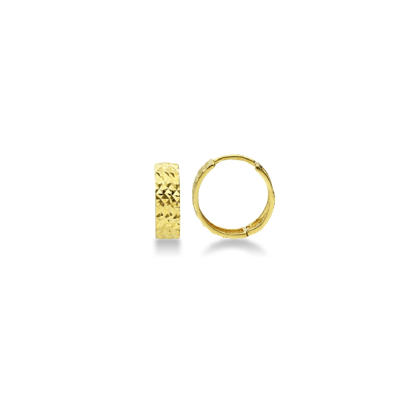 Small hoop earrings diamond cut in yellow gold 18k