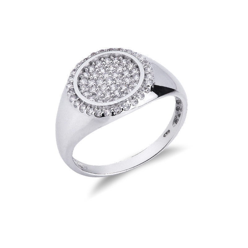 White gold 18k ring with zircon pavé