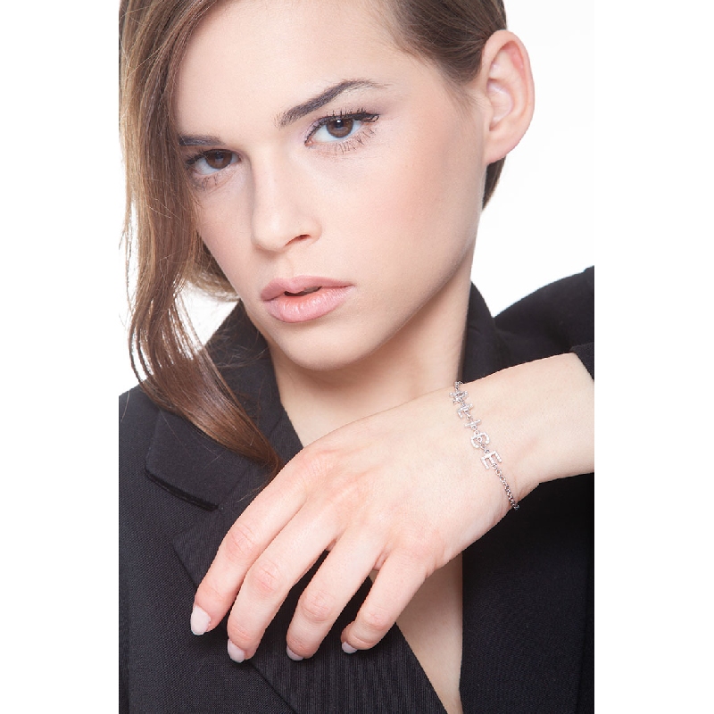 Bracciale personalizzabile in oro Bianco 18k e diamanti, ALICE