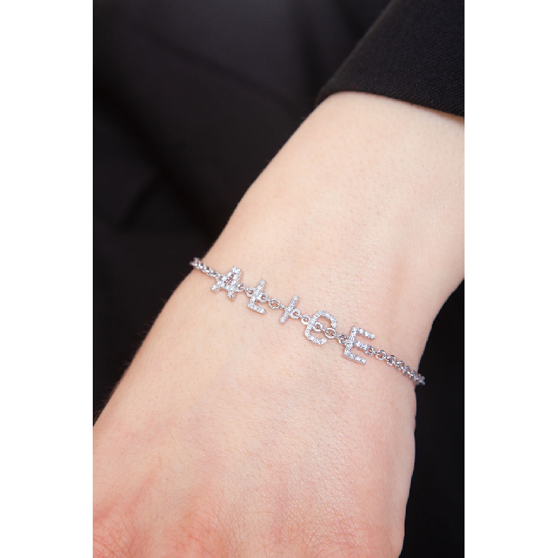 Bracciale personalizzabile in oro Bianco 18k e diamanti, ALICE