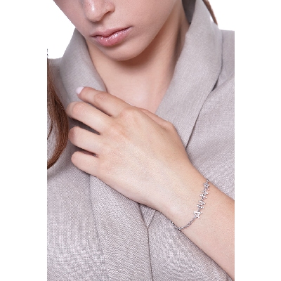 Bracciale personalizzabile in oro Bianco 18k e diamanti, ANNA