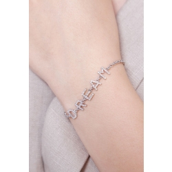 Bracciale con scritta personalizzabile in oro Bianco 18k e diamanti, DREAM 2
