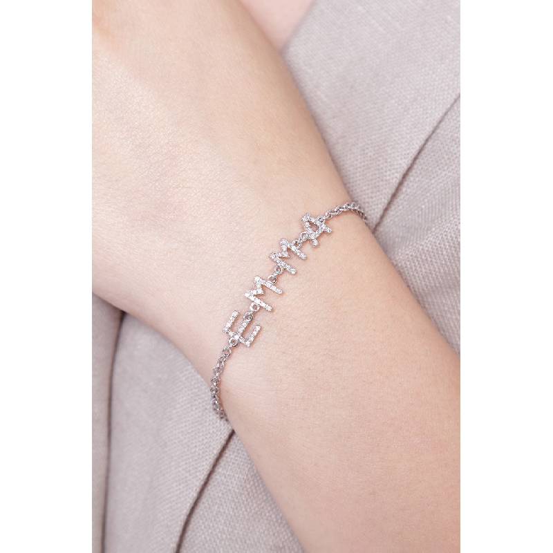 Bracciale personalizzabile in oro Bianco 18k e diamanti, EMMA