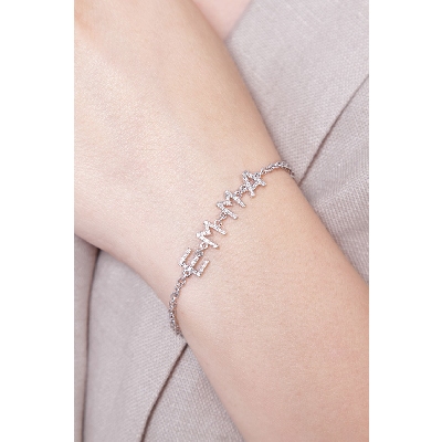 Bracciale personalizzabile in oro Bianco 18k e diamanti, EMMA