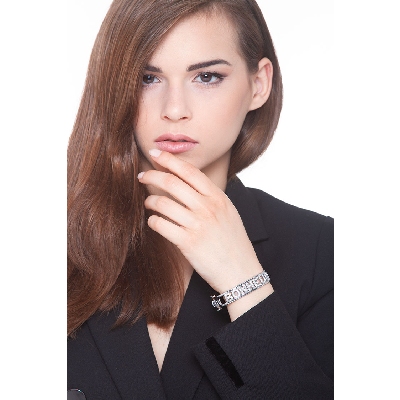 18k white gold rigid bracelet with Bonheur