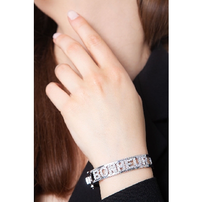 18k white gold rigid bracelet with Bonheur