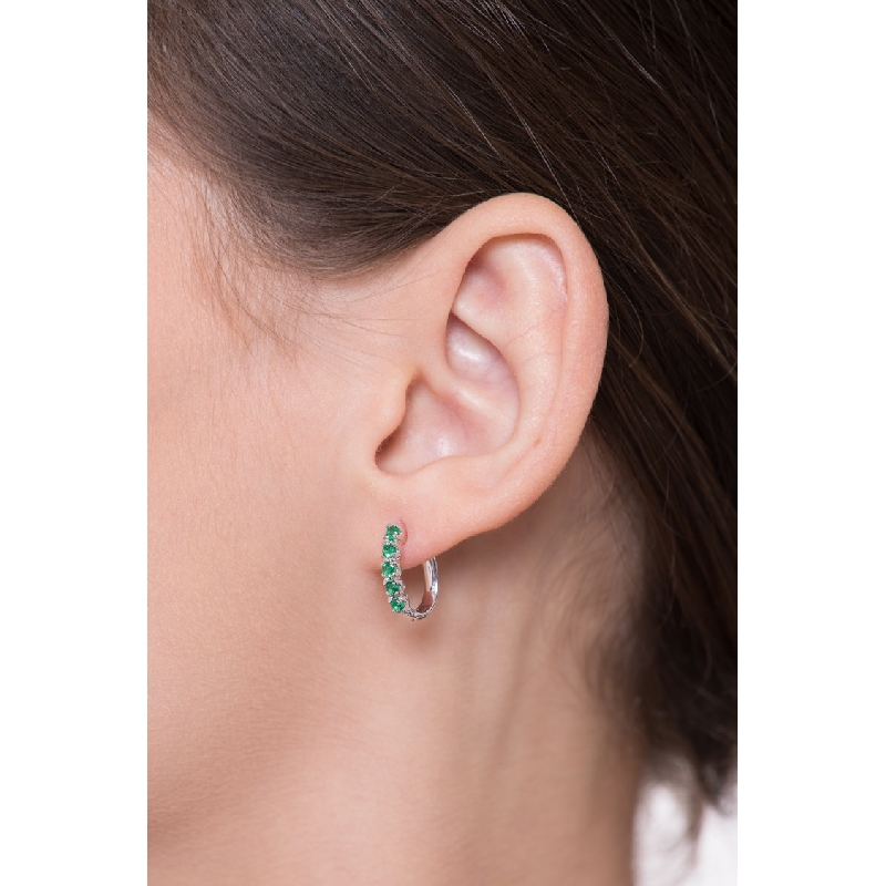 White gold 18k oval earrings with emeralds 