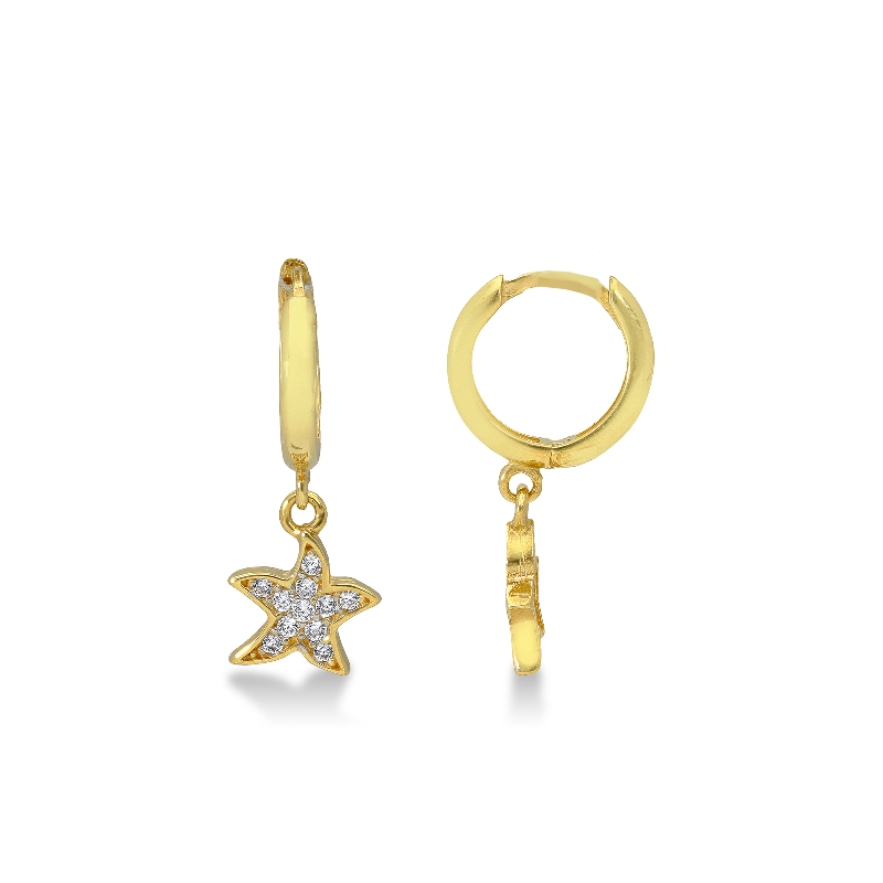 Yellow gold 18k drop earrings with stars