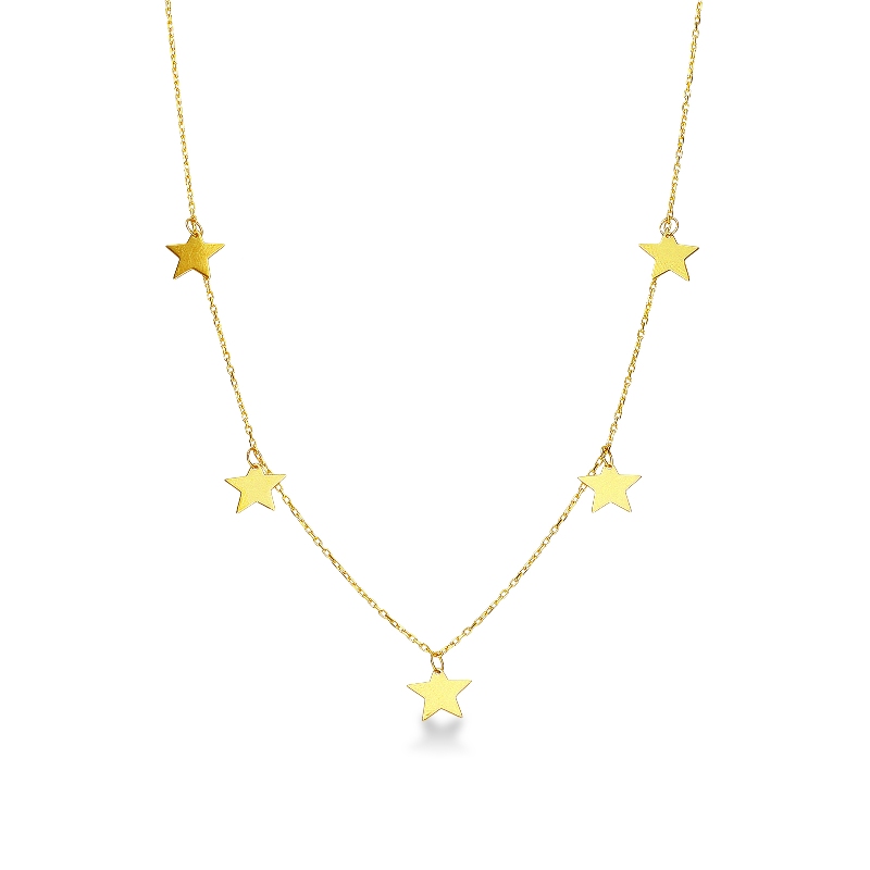 18k yellow gold necklace with stars charms