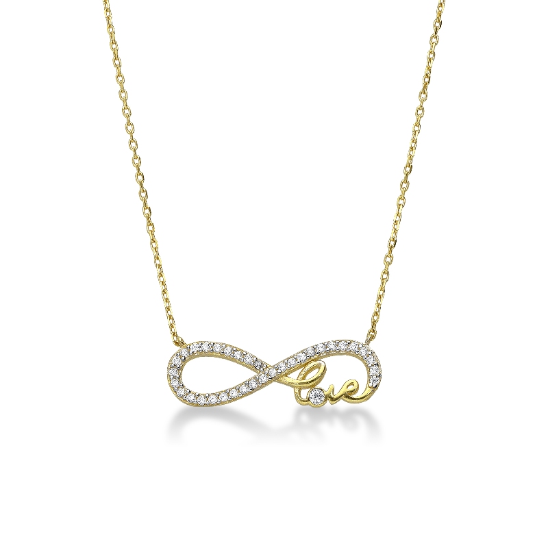 18k yellow gold Infinity pendant with zircon