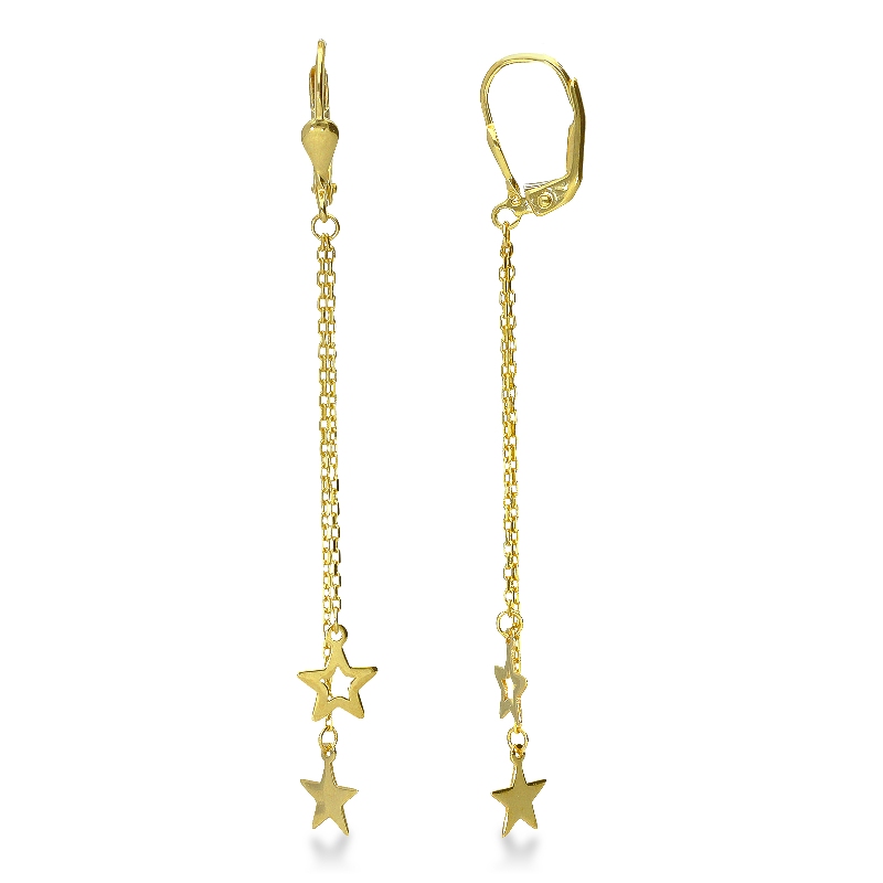 Drop earrings with star pendants in 18k yellow gold