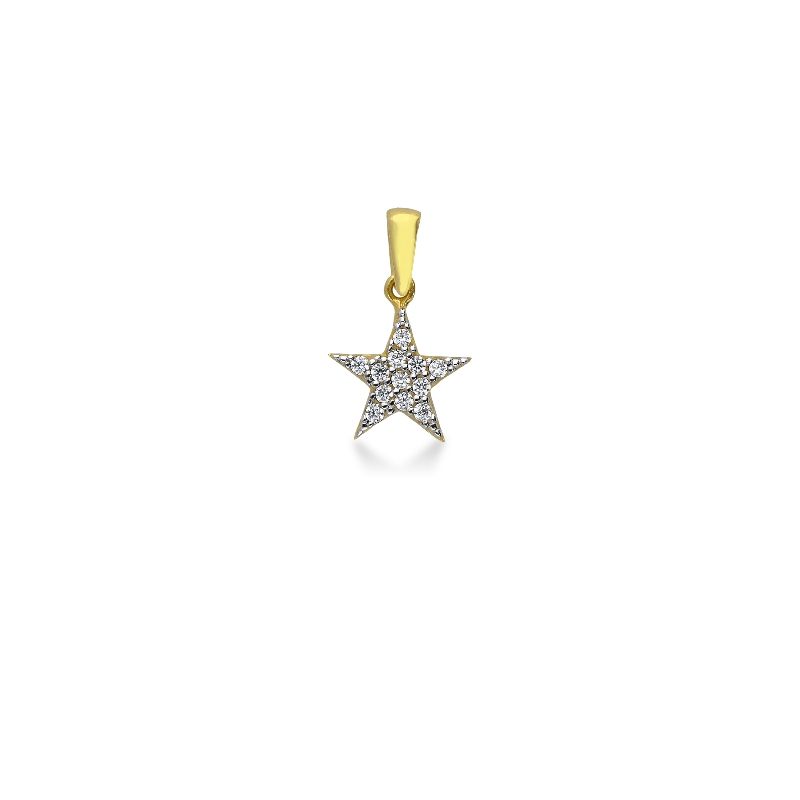 Star pendant in 18k yellow gold with cubic zirconia