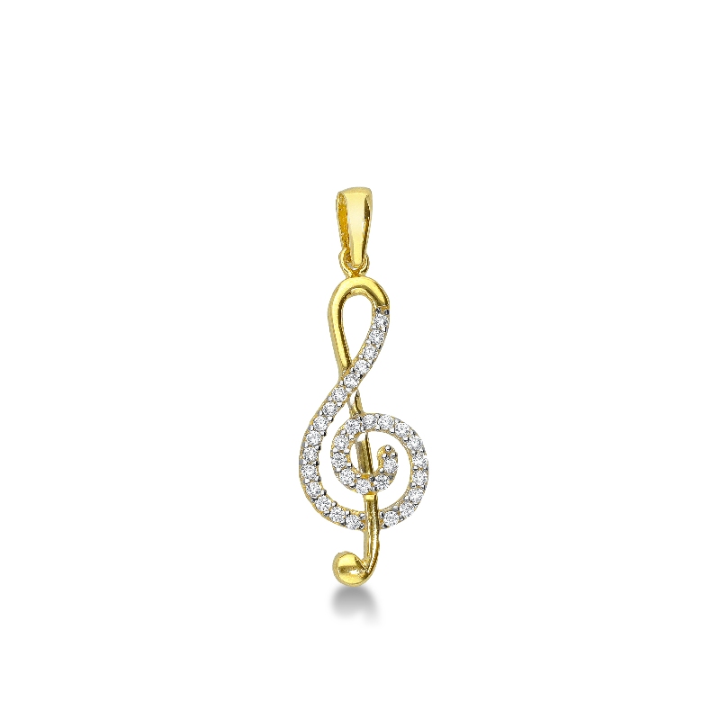 Trebel clef in 18k white and yellow gold with cubic zirconia