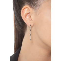 18k white gold alternate drop tennis earrings with black and white rubies 2