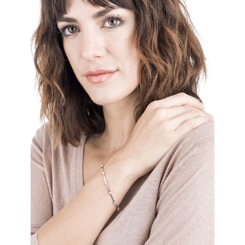 Alternate tennis bracelet in white gold 18k with diamonds