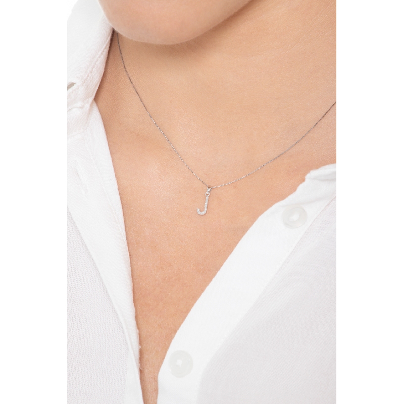 Letter J pendant with diamonds 