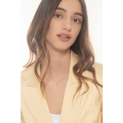 18k white gold necklace with small letter k pendant with diamonds