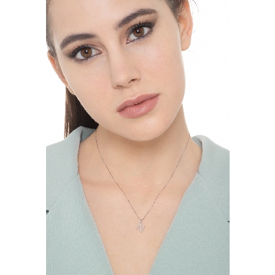 White gold 18k letter N pendant with diamonds 