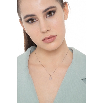 Letter B pendant with round cut diamonds