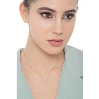 Letter C pendant with round cut diamonds