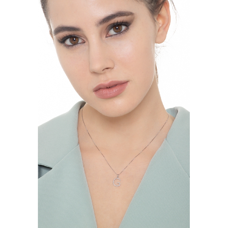 Letter G pendant with round cut diamonds
