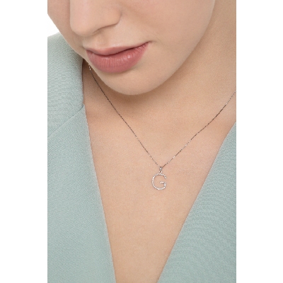 Letter G pendant with round cut diamonds