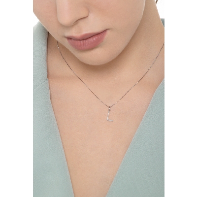 Letter L pendant with round cut diamonds