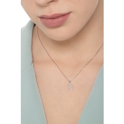 Letter R pendant with round cut diamonds 2