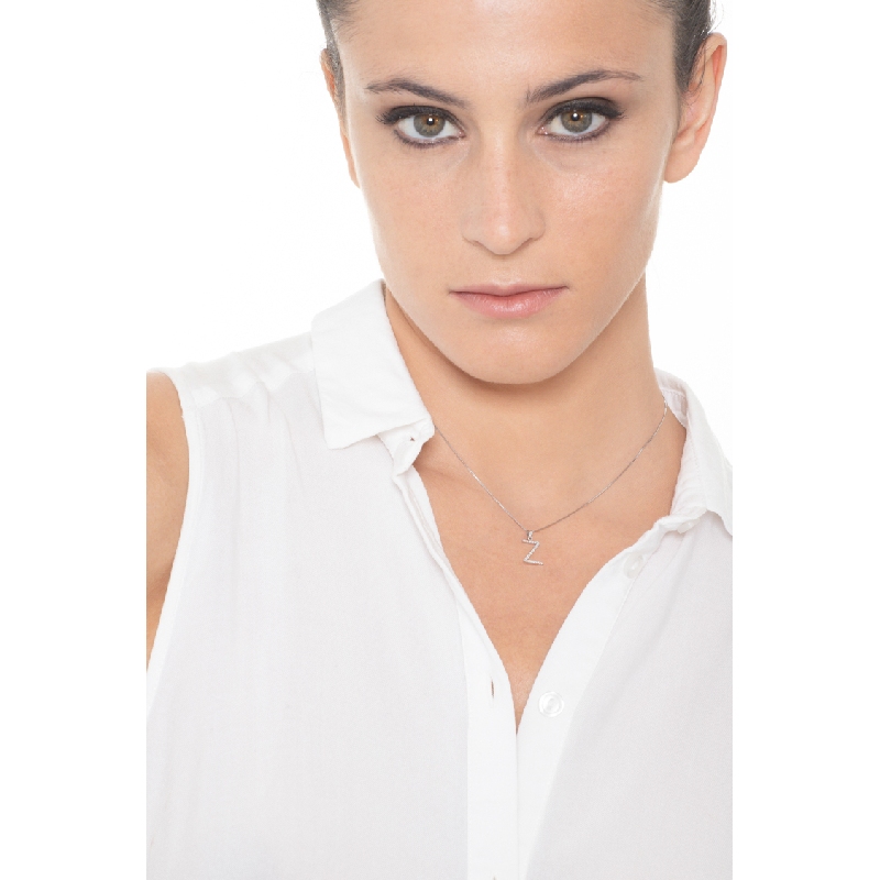 Letter Z pendant with round cut diamonds