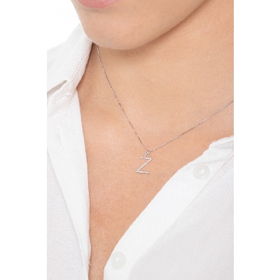 Letter Z pendant with round cut diamonds