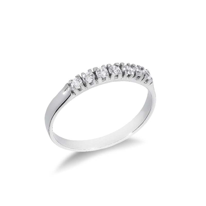 7 Stones 18K White gold zircon ring