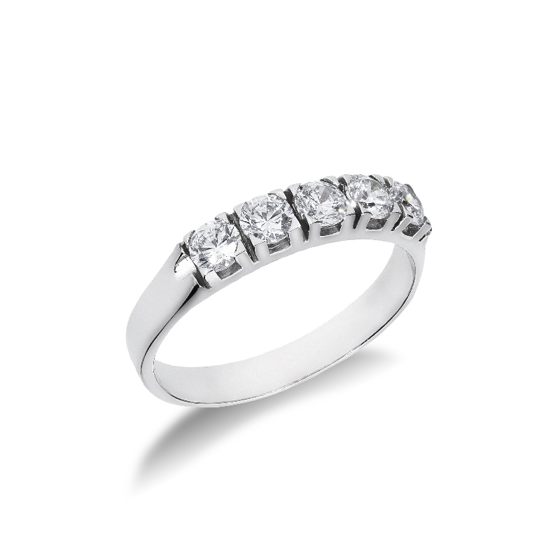 18k white gold half eternity five zircon ring 