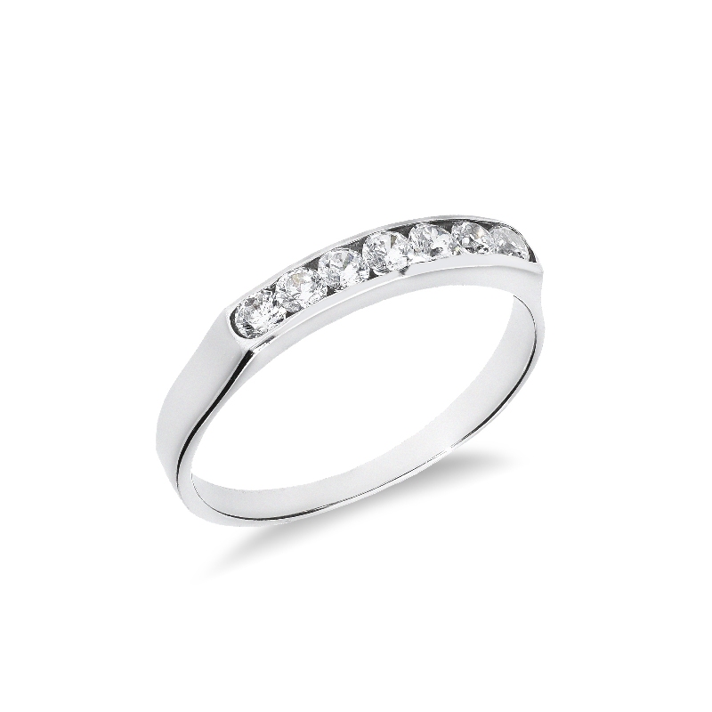 7 stones 18k white gold zircon ring 