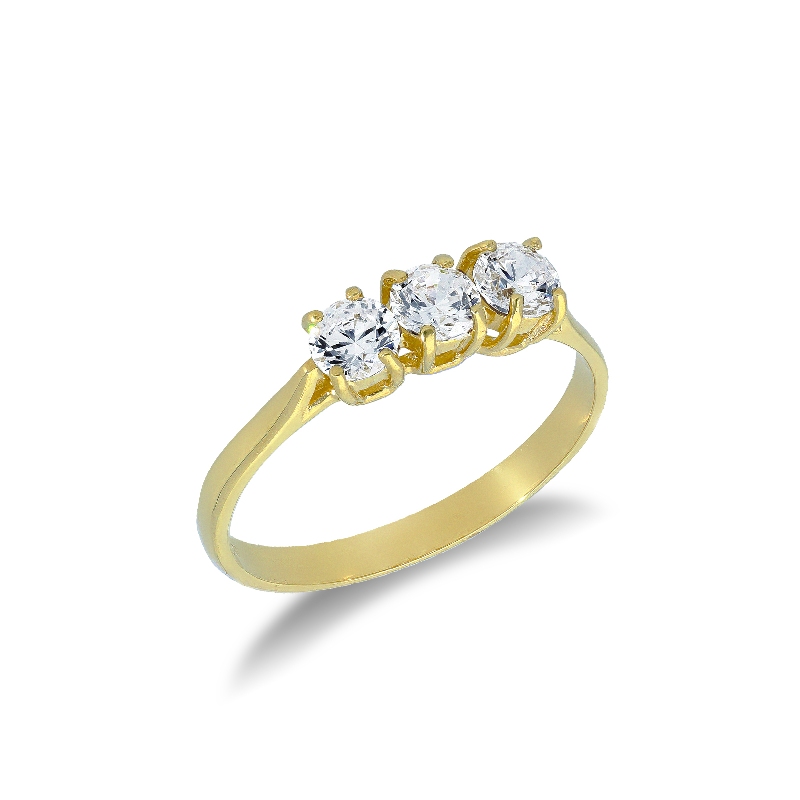 Trilogy Ring yellow gold 18k with zircon