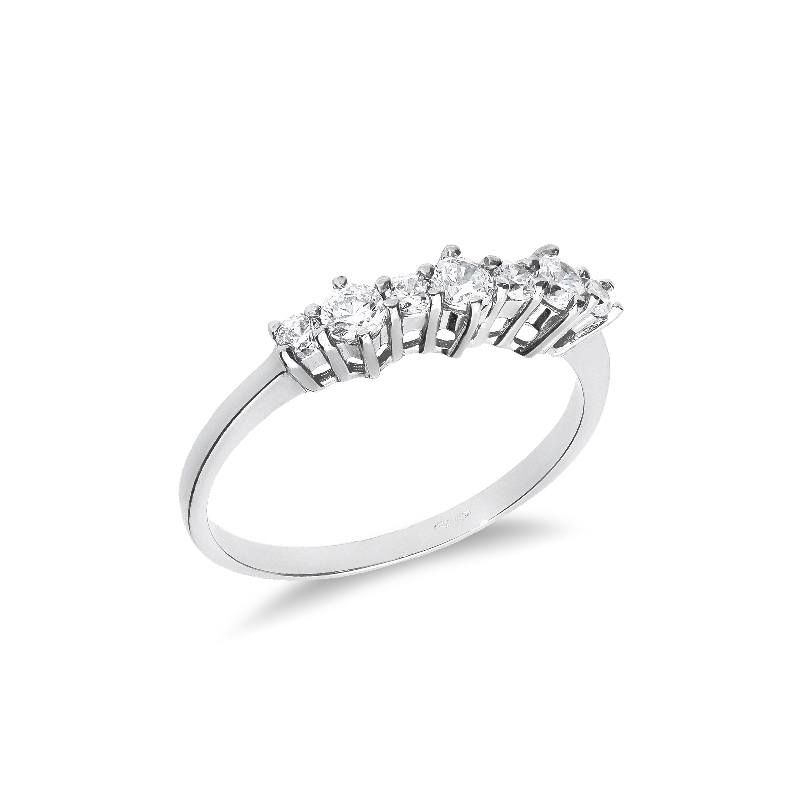 White gold 18k half eternity zircon ring 