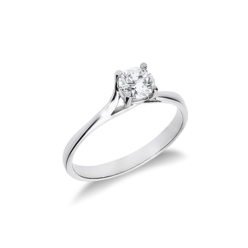 4 claw solitaire ring white gold 18k with zircon