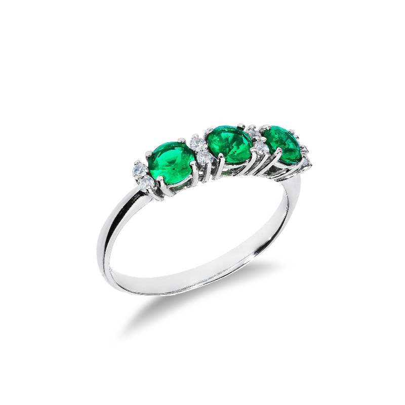 White gold 18k with green and white zircon