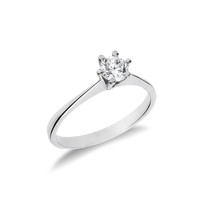 6 claw solitaire ring white gold 18k with Zircon 