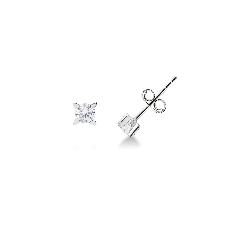 18k white gold stud earring with zircons