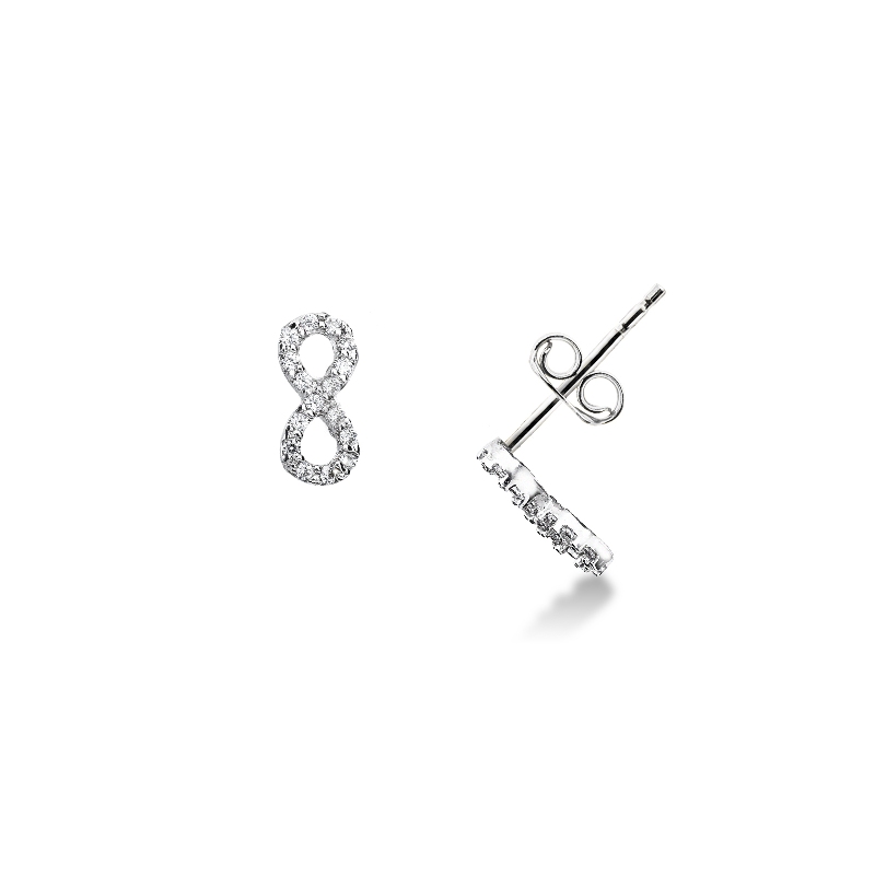 18k white gold infinite symbol earrings with brillants