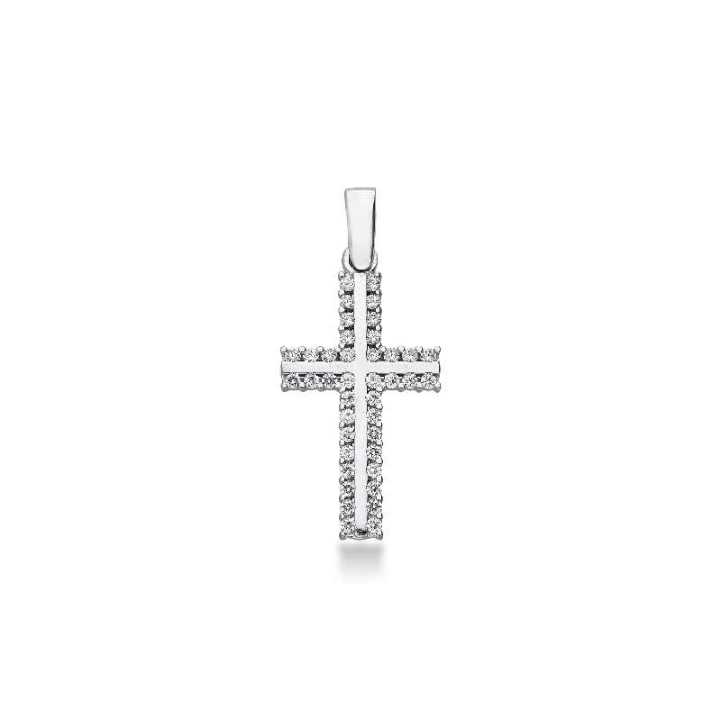 Cross with cubic zirconia pendant in 18k white gold