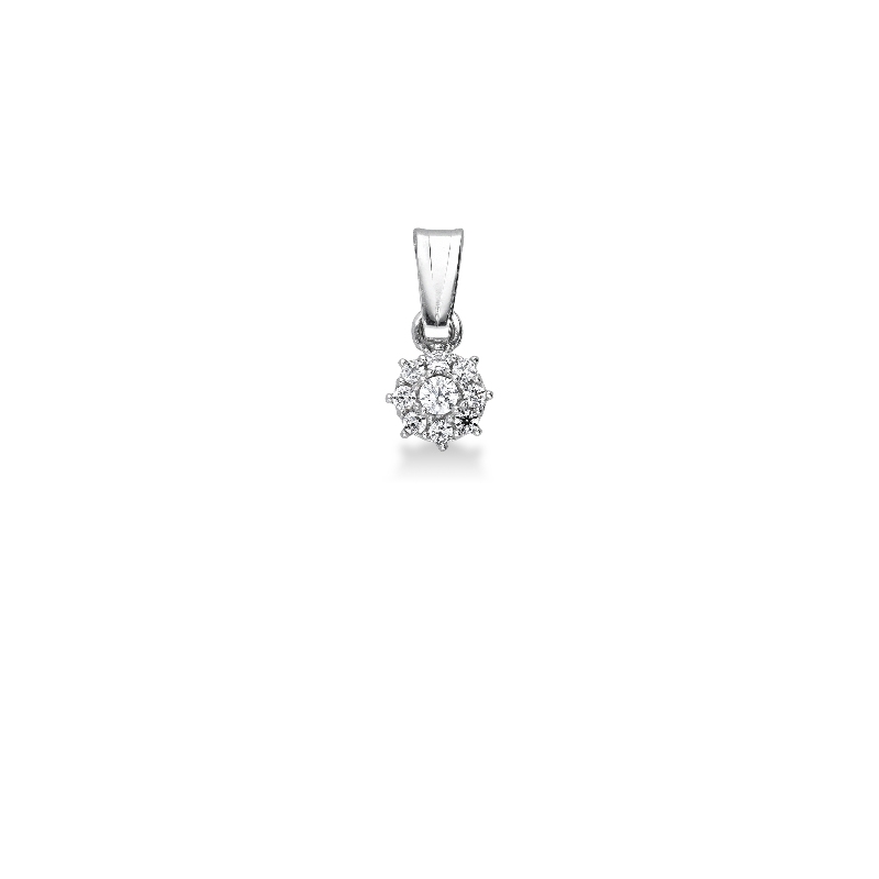 Flower pendant in 18k white gold with cubic zirconia