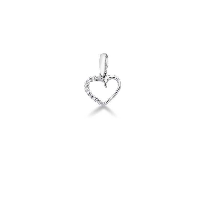 Fancy heart pendant in 18k white gold with cubic zirconia